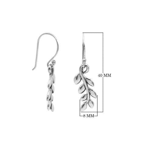 Leaf Branch Drop Earrings • Sterling Silver • Elegant Nature-Inspired Jewelry • For her