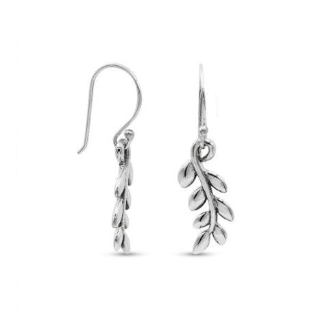 Leaf Branch Drop Earrings • Sterling Silver • Elegant Nature-Inspired Jewelry • For her