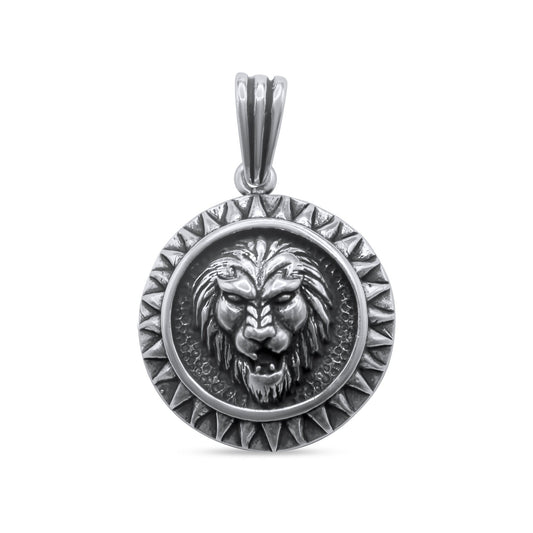 Lion Silver Pendant •Leo Silver Amulet •Jewelry for Men •Lion Head Charm •Lion Zodiac Pendant