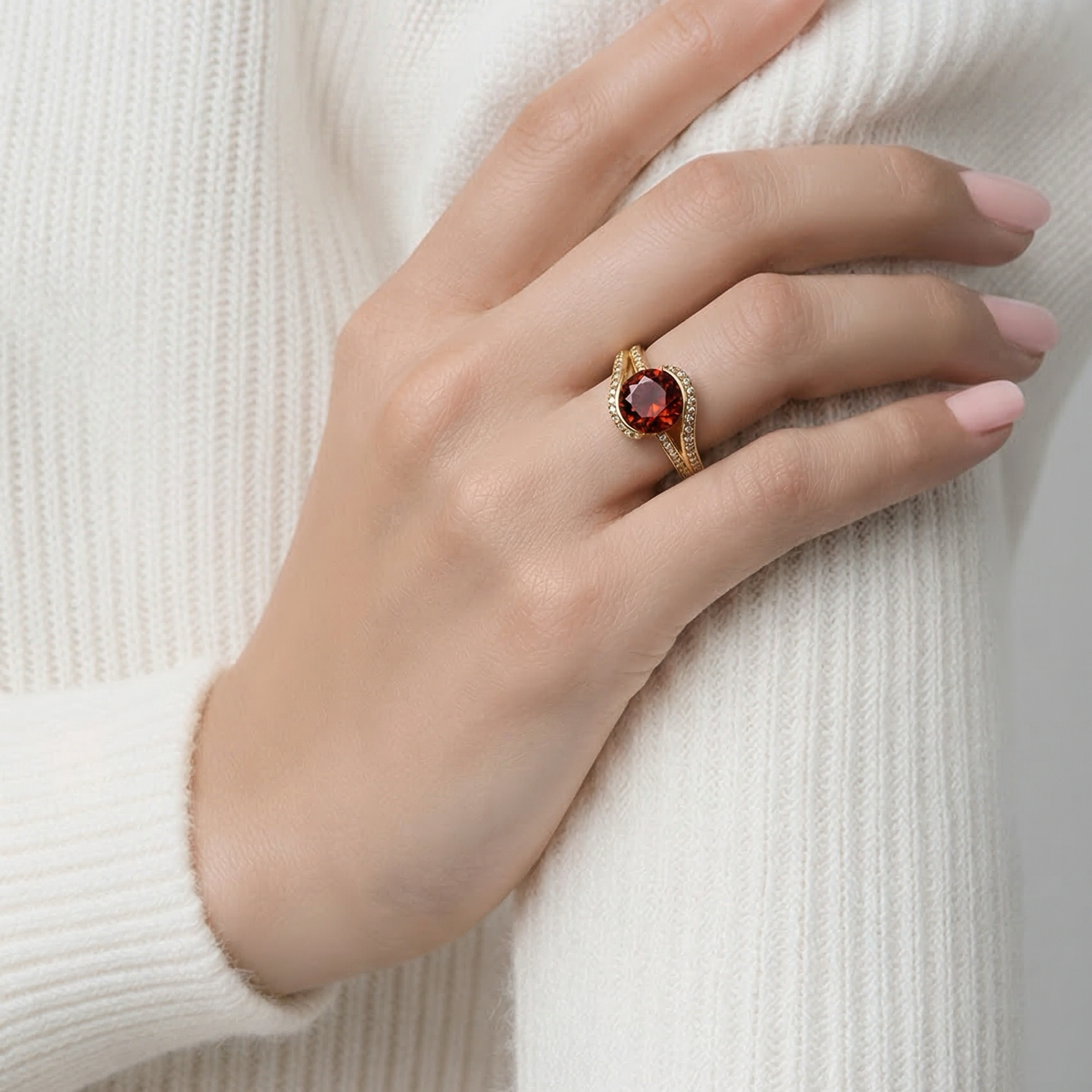Natural Madeira Citrine and Zircon 925 Silver gold-plated Ring• Silver Ring for Woman •Birthday Gift for Mom Alain Orbiz Jewelry