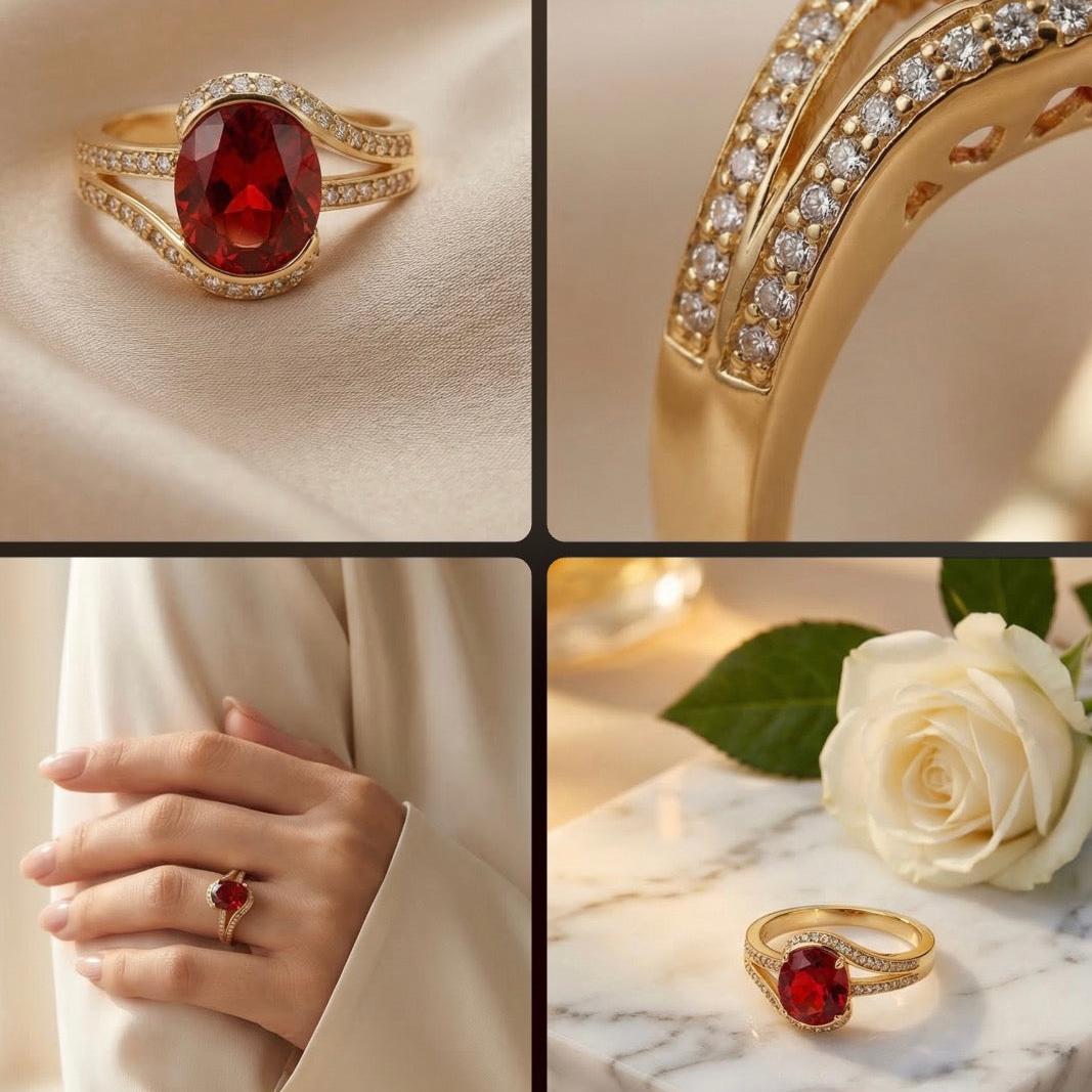 Natural Madeira Citrine and Zircon 925 Silver gold-plated Ring• Silver Ring for Woman •Birthday Gift for Mom Alain Orbiz Jewelry