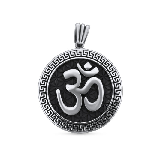 OM 925 Silver Pendant •Yoga Silver Pendant •Hindi Meditation Jewelry •Spiritual Aum Medallion