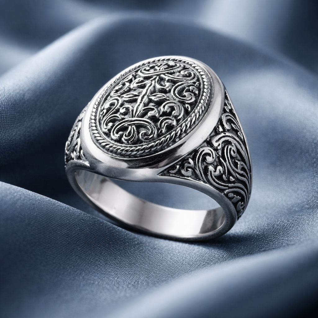 Oval Balinese Silver 925 Ring • Handmade Artisan Carving • Unique Bold Jewelry