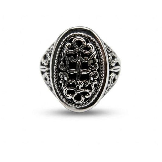 Oval Balinese Silver 925 Ring • Handmade Artisan Carving • Unique Bold Jewelry Alain Orbiz Jewelry