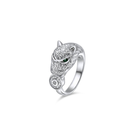 Ring 925 Silver Panther •Cubic Zirconia Ring •White Panther Ring •Chunky Silver Ring •Represent stealth and strength.