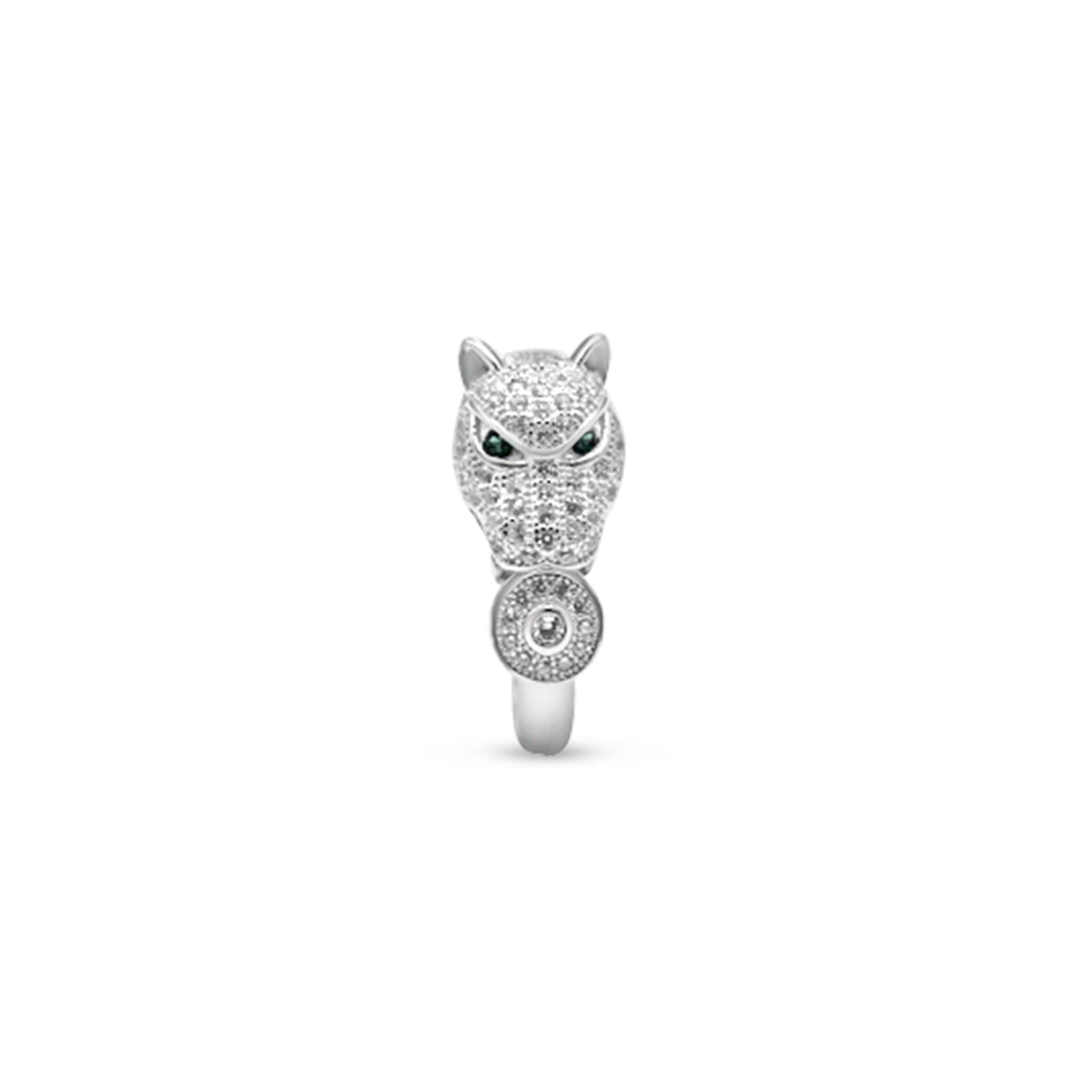 Ring 925 Silver Panther •Cubic Zirconia Ring •White Panther Ring •Chunky Silver Ring •Represent stealth and strength.