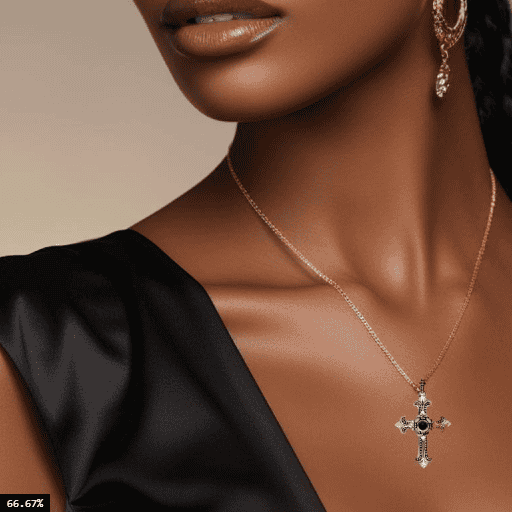 Silver 925 Cross Pendant with Centerstone black Pearl •24 inches Necklace •Bold Look •Removable Pendant •Unisex