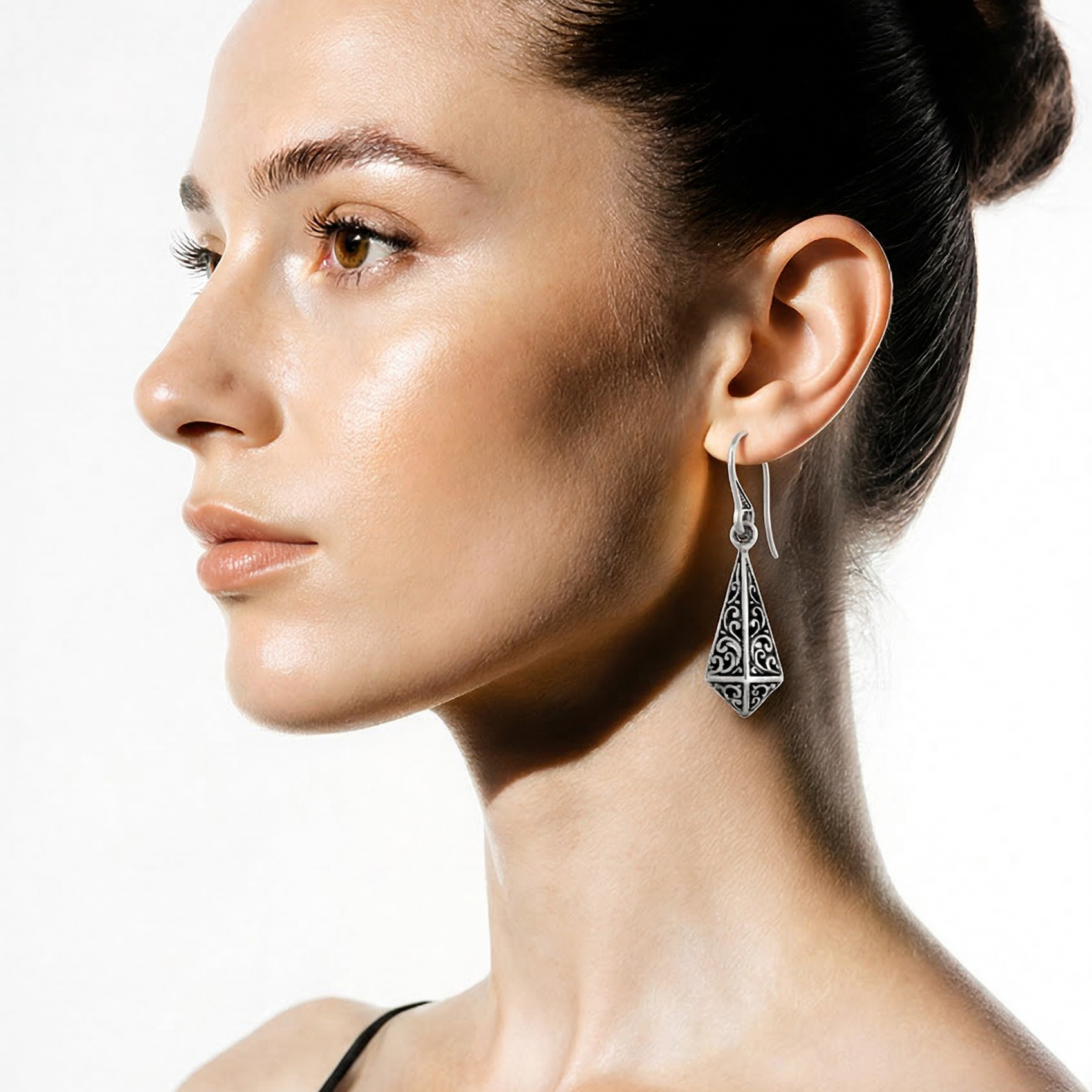 Silver 925 Geometric Filigree Taper Earrings • Perfect Gift for Her • Handcrafted Design