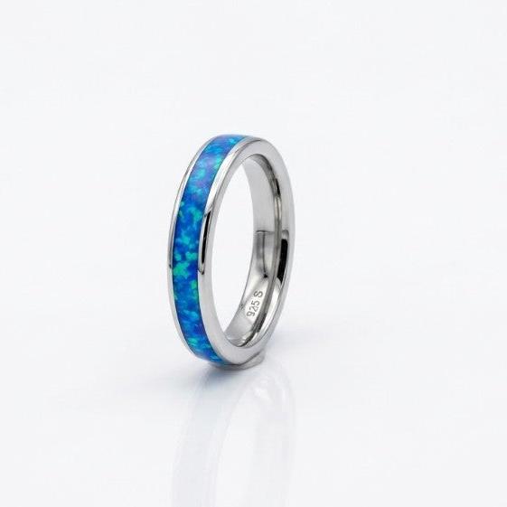 Silver Ring 925 • Inline Opal Accent • Minimalist Trendy Design for Him & Her • Modern Unisex Jewelry Alain Orbiz Jewelry