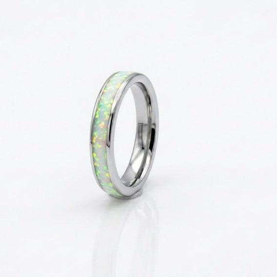 Silver Ring 925 • Inline Opal Accent • Minimalist Trendy Design for Him & Her • Modern Unisex Jewelry Alain Orbiz Jewelry