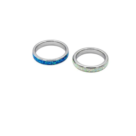 Silver Ring 925 • Inline Opal Accent • Minimalist Trendy Design for Him & Her • Modern Unisex Jewelry Alain Orbiz Jewelry