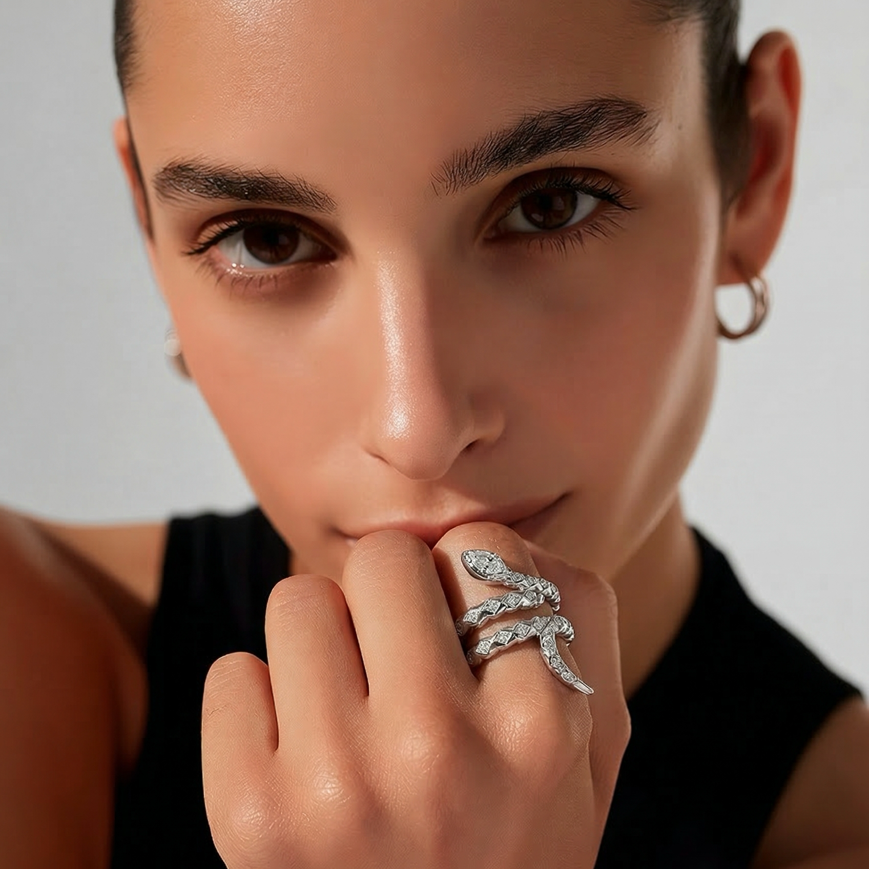 Snake 925 Silver Ring •Cubic Zirconia Ring •Silver Animal Ring •Adjustable Ring •Gift just because for her AOJ - Alain Orbiz Jewelry