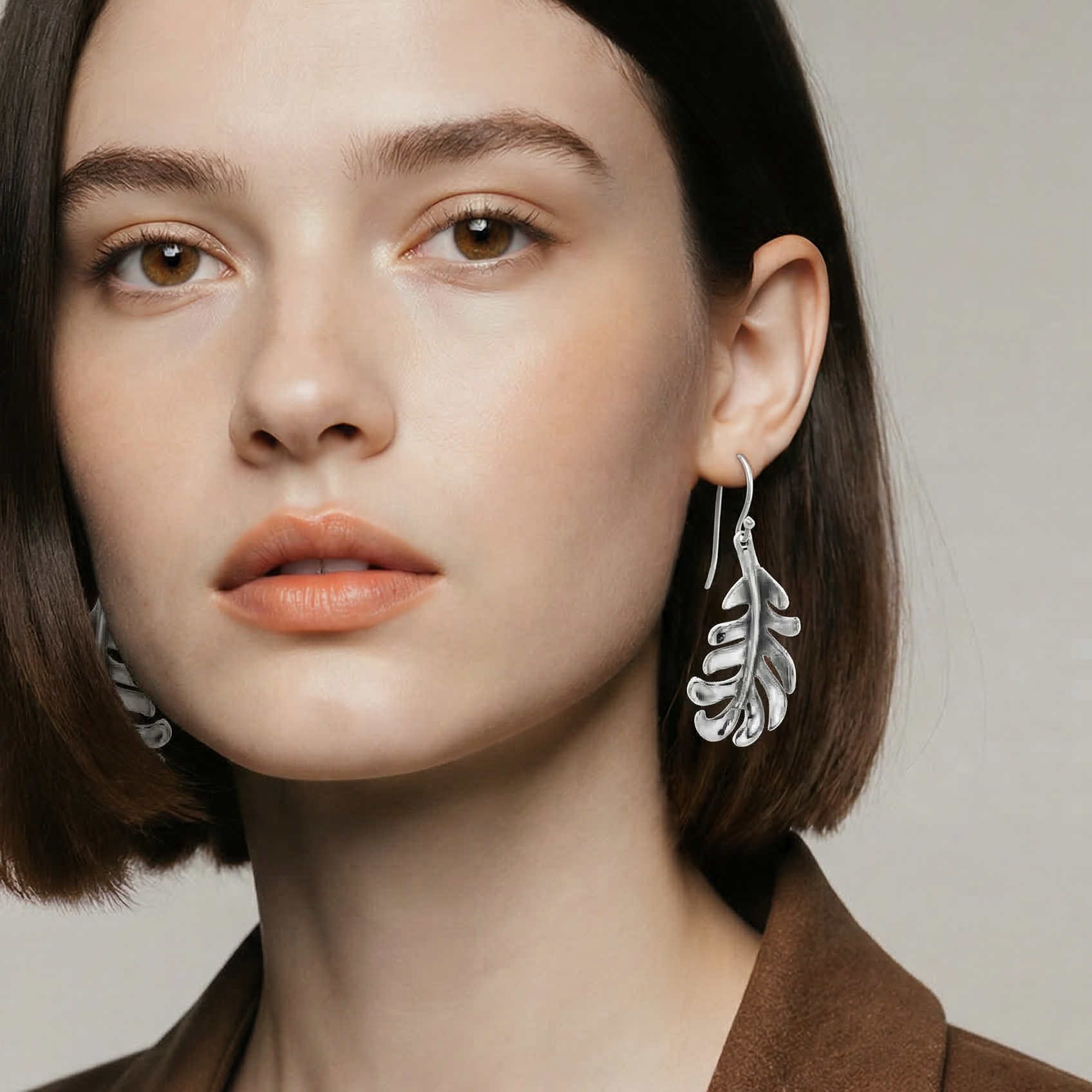 Sterling Silver Feather Curve Drop Earrings • Handcrafted Elegance • Perfect Gift for Her