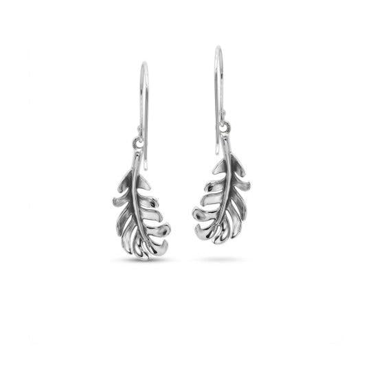 Sterling Silver Feather Curve Drop Earrings • Handcrafted Elegance • Perfect Gift for Her
