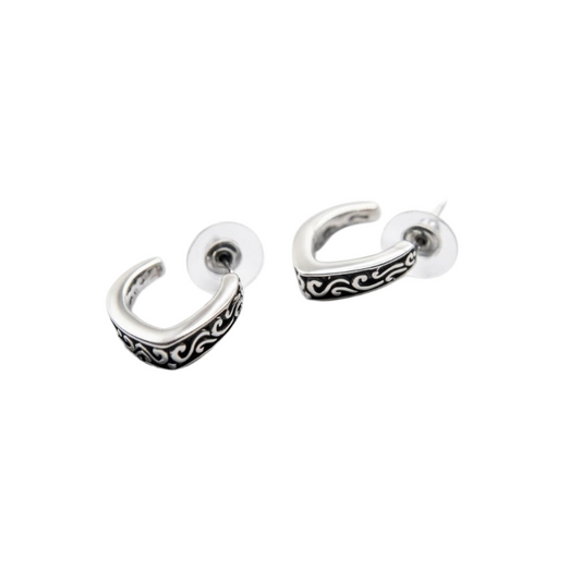 Sterling Silver Hoop Earrings 925 • Balinese Swirl Design • Artisan-Crafted, Elegant Statement Pieces Alain Orbiz Jewelry