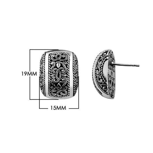 Sterling Silver Rectangular Engraved Pattern Earrings • Perfect Gift for Her • Handcrafted Design