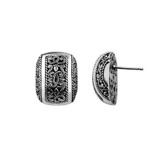 Sterling Silver Rectangular Engraved Pattern Earrings • Perfect Gift for Her • Handcrafted Design