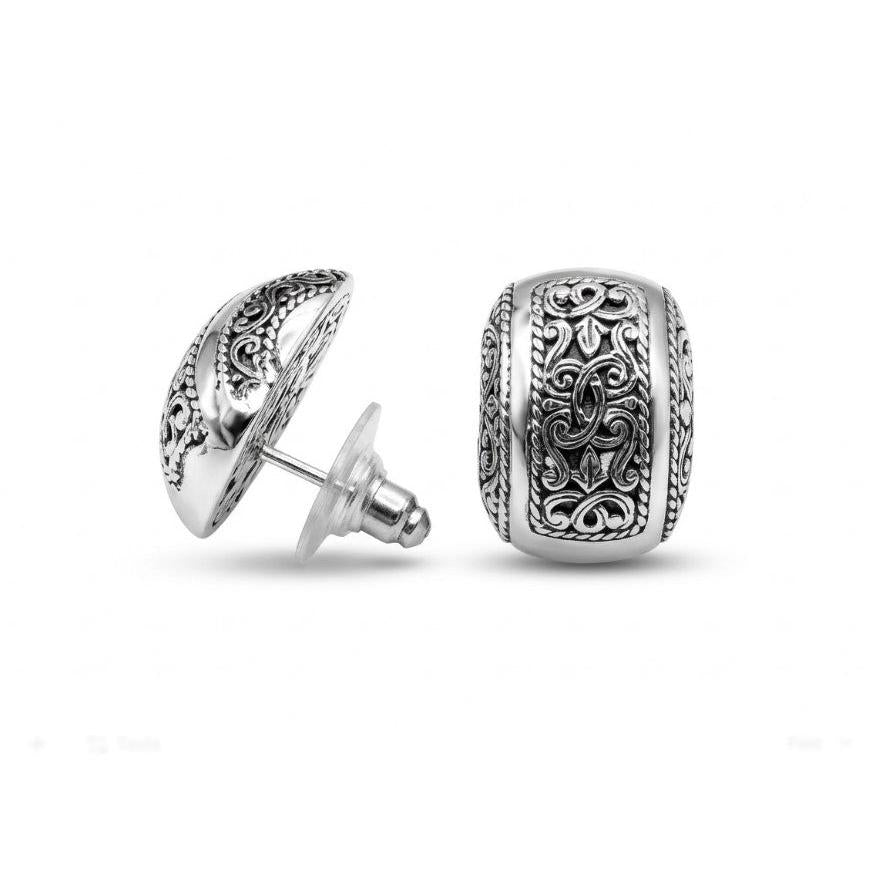 Sterling Silver Rectangular Engraved Pattern Earrings • Perfect Gift for Her • Handcrafted Design Alain Orbiz Jewelry