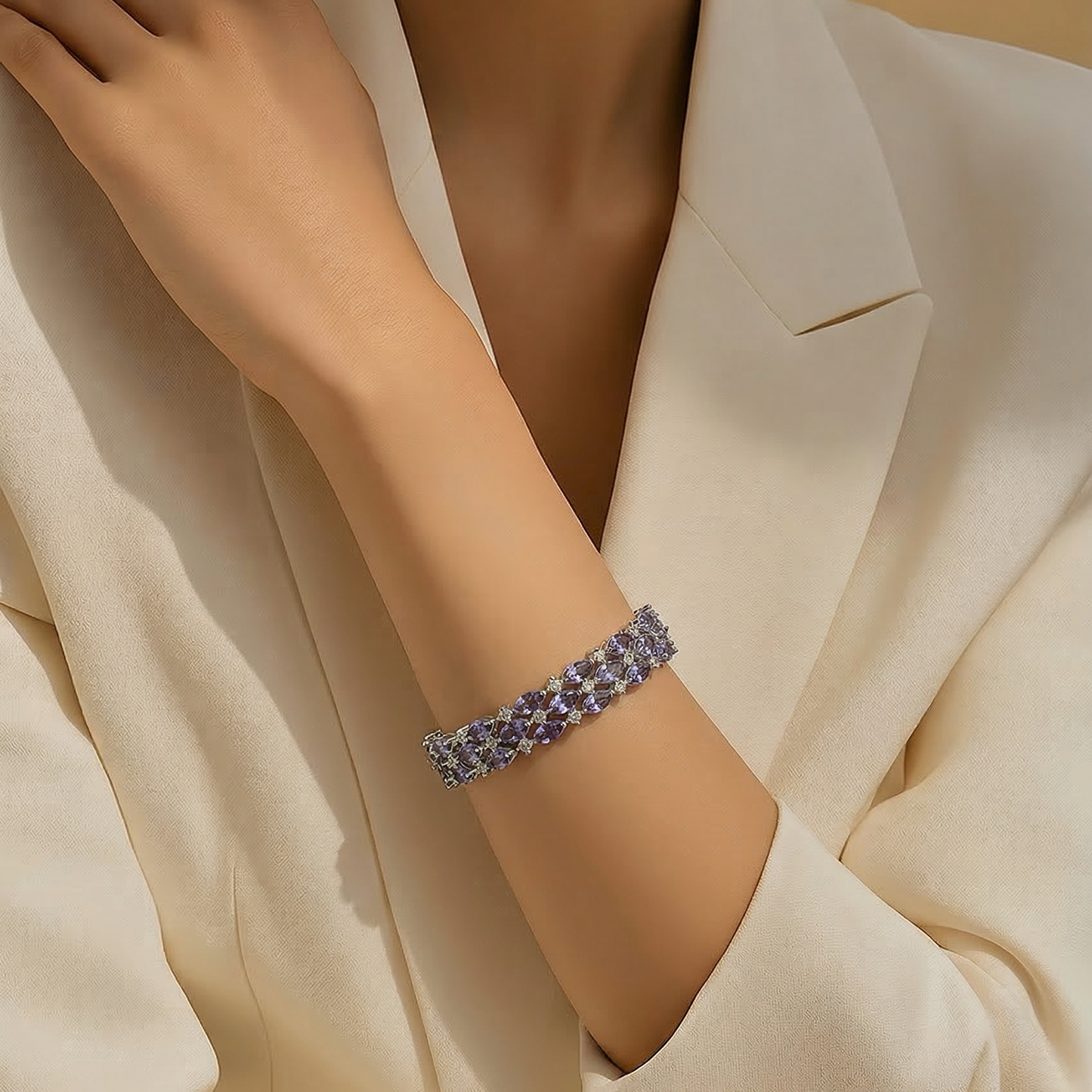 Tanzanite, Zircon Bracelet 925 Silver •December Birthstone Bracelet • Something Blue for the Bride •Every Day Bracelet Alain Orbiz Jewelry