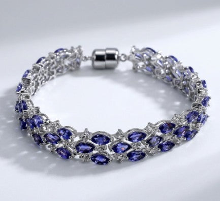 Tanzanite, Zircon Bracelet 925 Silver •December Birthstone Bracelet • Something Blue for the Bride •Every Day Bracelet