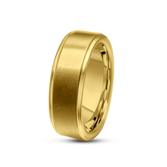 Tungsten Gold Brushed Ring •Yellow Tungsten Ring •Unisex Ring band •Couple Ring