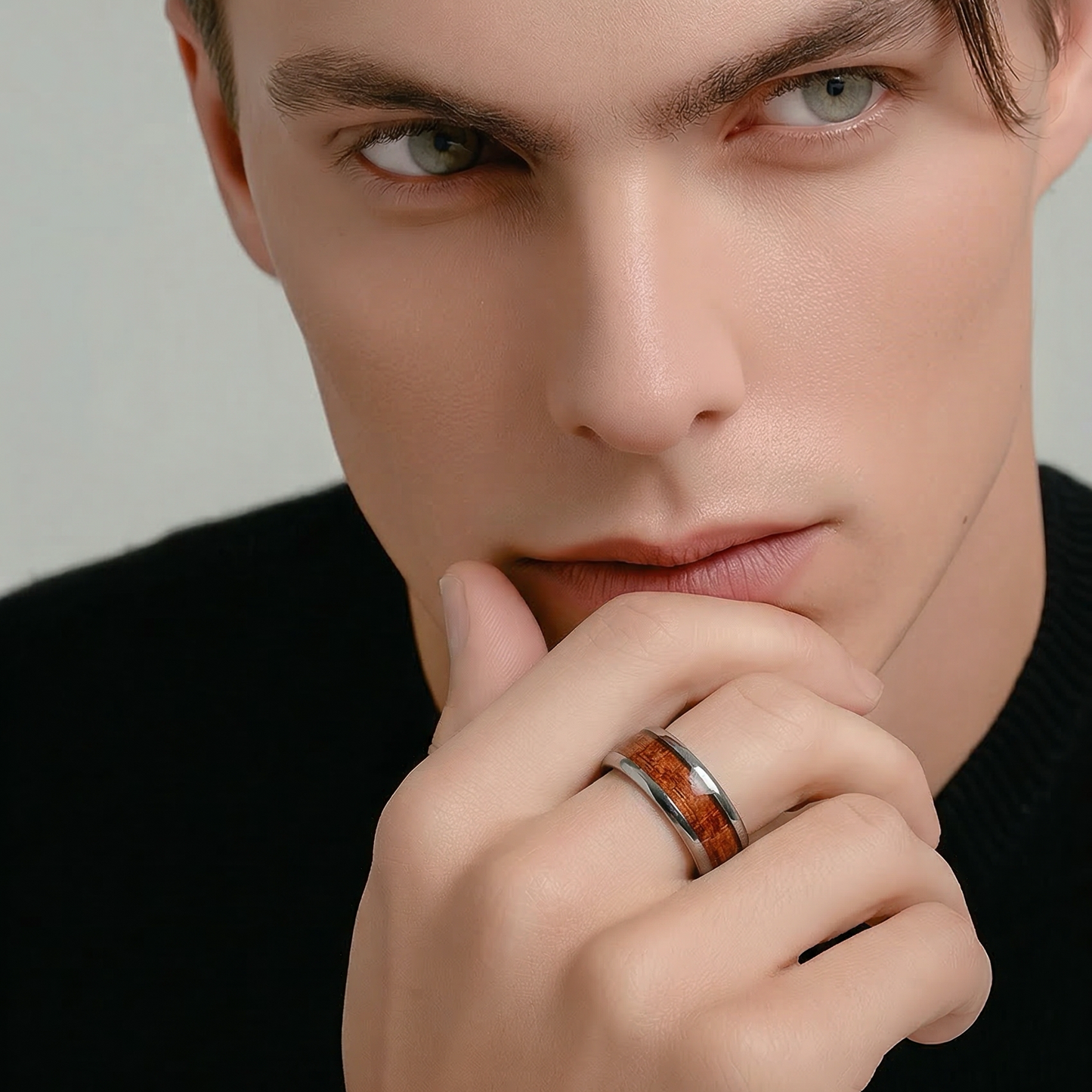 Tungsten Ring with Hawaiian Koa Wood •8.00 mm Ring band •Comfort Ring •Gentlemen Ring •Unique and Affordable AOJ - Alain Orbiz Jewelry