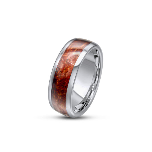 Tungsten Ring with Hawaiian Koa Wood •8.00 mm Ring band •Comfort Ring •Gentlemen Ring •Unique and Affordable