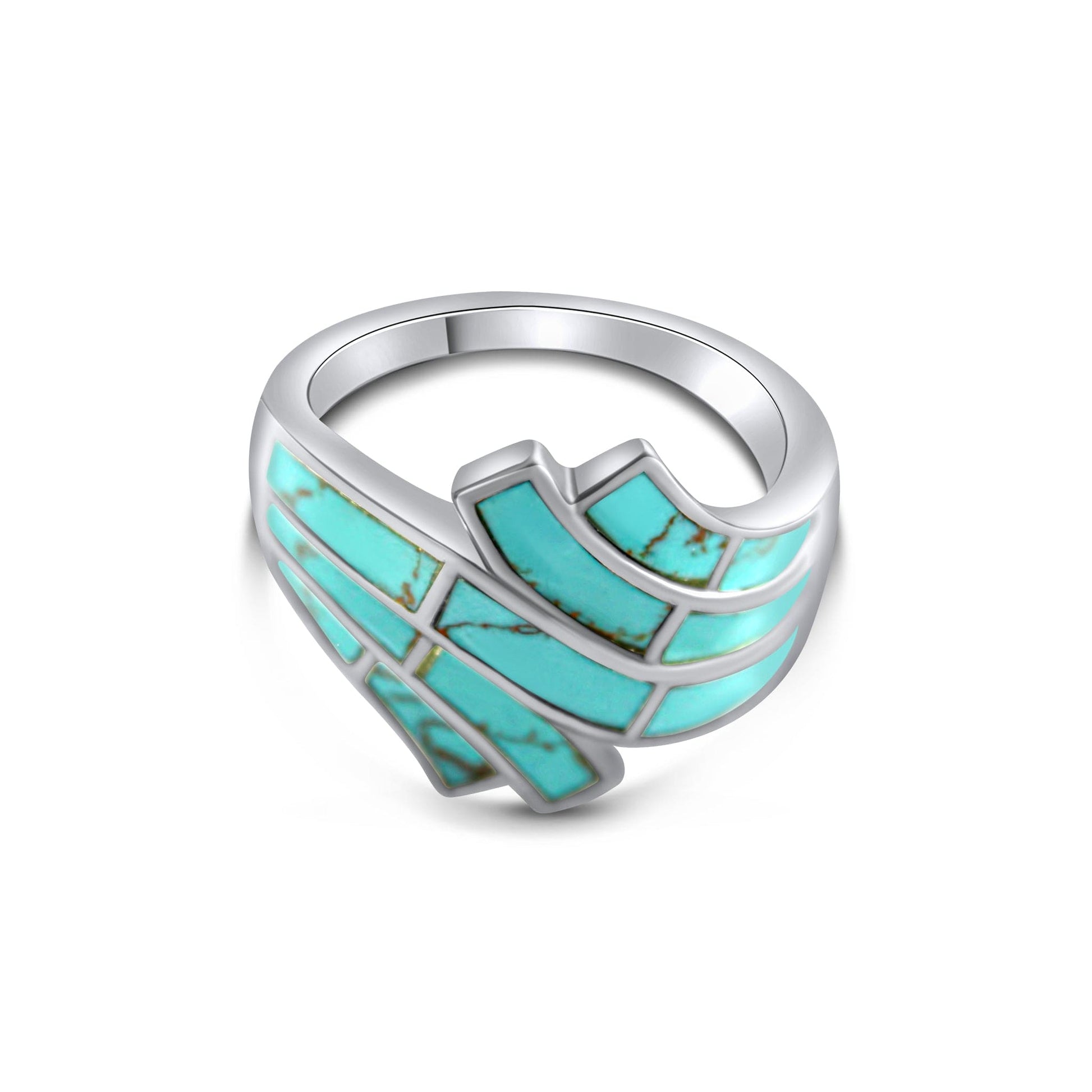 Turquoise 925 Silver Ring •Double Wave Ring •Chunky Gemstone Silver Ring •Gorgeous Gift for her
