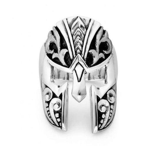 Viking Helmet Ring • Solid 925 Sterling Silver • Mythology Statement Piece