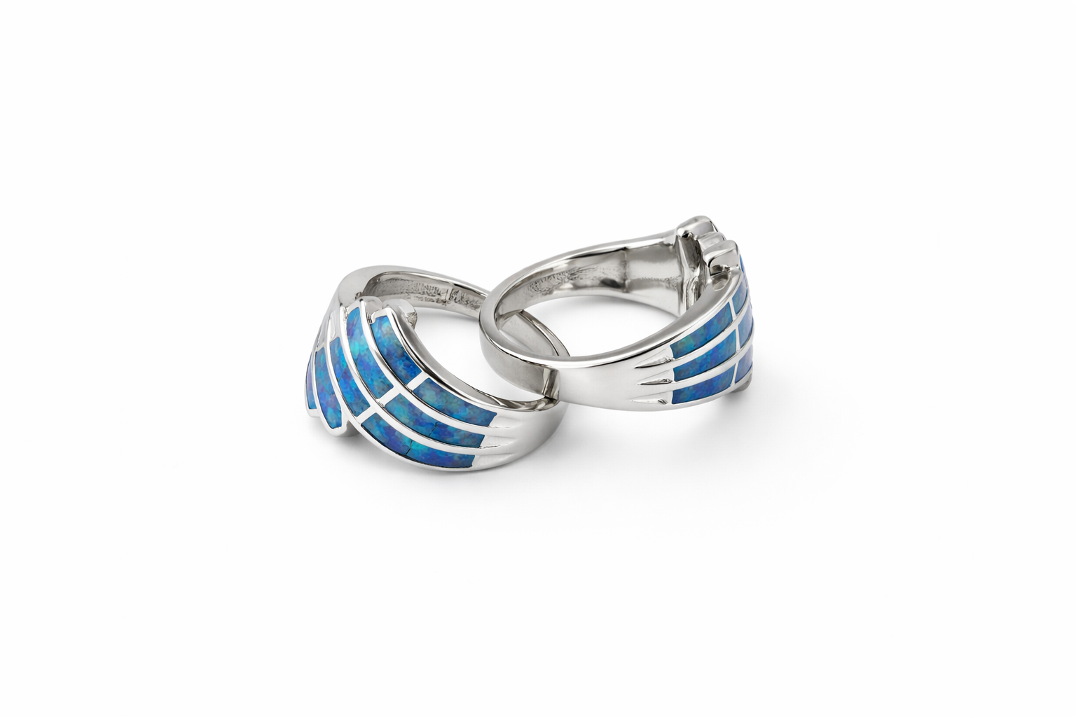Sterling Silver Blue Opal Ring • Wave Design • Chunky Statement Ring • Elegant Opal Jewelry • Gift for Her Alain Orbiz Jewelry