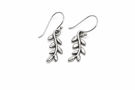 Leaf Branch Drop Earrings • Sterling Silver • Elegant Nature-Inspired Jewelry • For her Alain Orbiz Jewelry