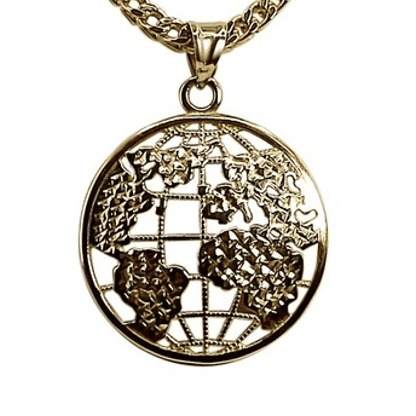 14K Gold World Pendant •Gold Globe Charm •Round World Map Necklace •Globetrotter gift-Alain Orbiz Jewelry