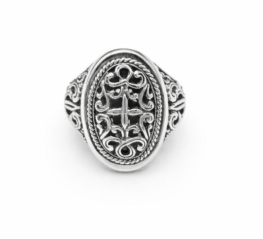 Oval Balinese Silver 925 Ring • Handmade Artisan Carving • Unique Bold Jewelry Alain Orbiz Jewelry