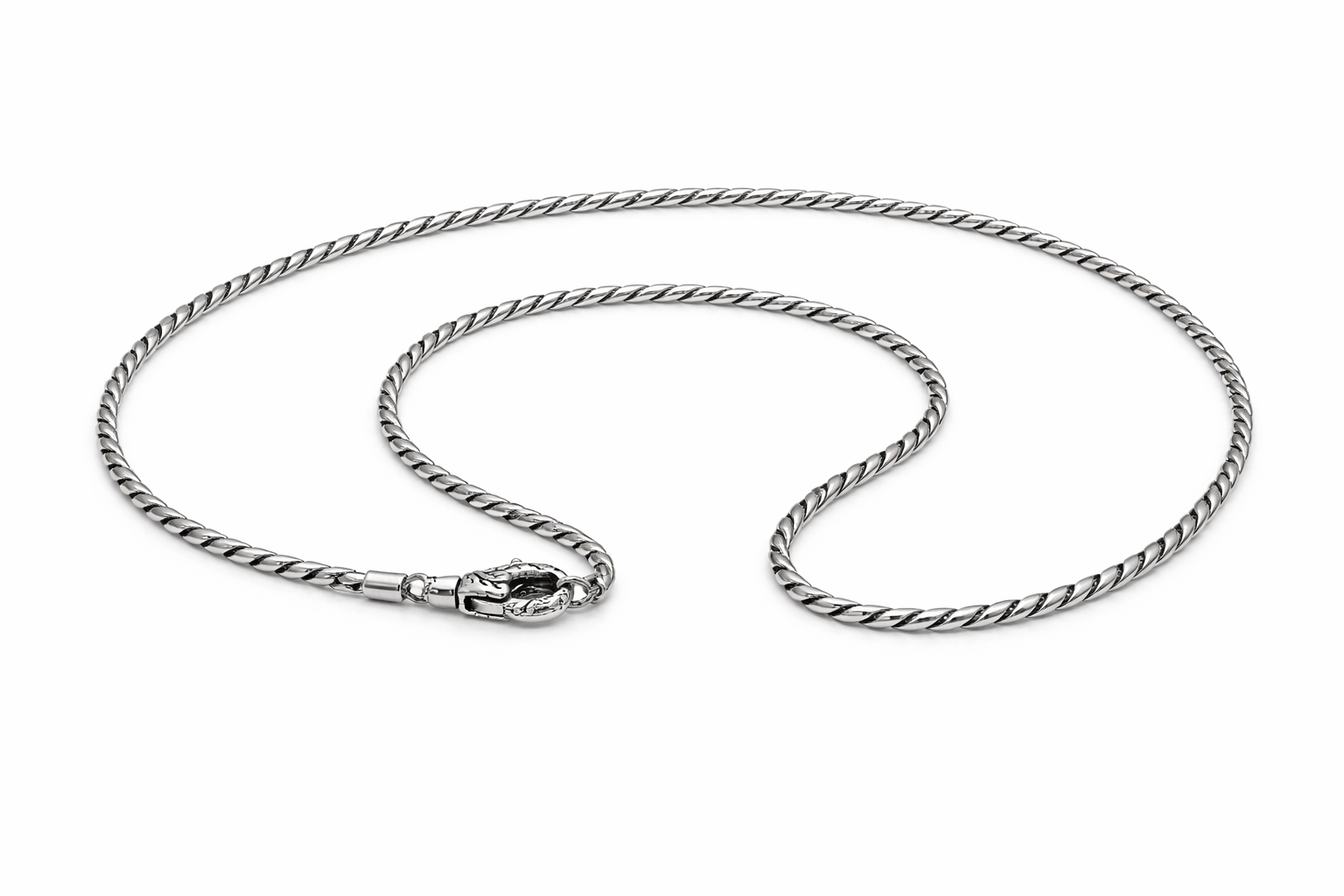 2 mm Sterling Silver Twisted Rope Chain •Secure Lobster Clasp • Timeless Unisex Jewelry Alain Orbiz Jewelry