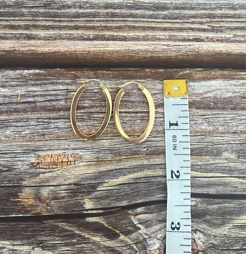 Oval 14K Gold Hoop Earrings •Solid Gold Large Earrings •Trendy Earrings •Everyday Hoops •Treat for her-Alain Orbiz Jewelry