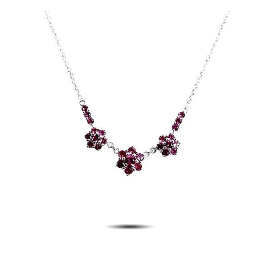 Garnet Silver Necklace •Daisy Necklace •January Birthstone Necklace •Flower Necklace •Gift for Girl-Alain Orbiz Jewelry