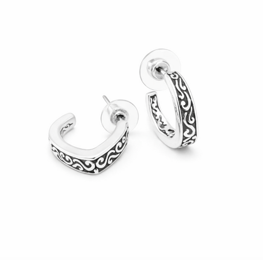 Sterling Silver Hoop Earrings 925 • Balinese Swirl Design • Artisan-Crafted, Elegant Statement Pieces Alain Orbiz Jewelry