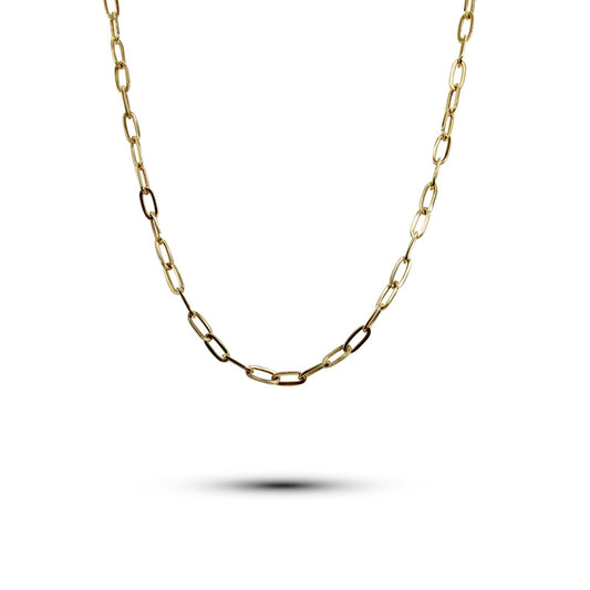 14K Gold Paperclip Necklace Chain •24 inches •Perfect for Layering Necklace • For Men or Woman
