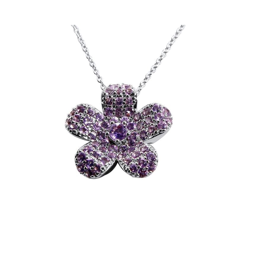 Rose de France Amethyst Pendant •Flower-shaped 925 Silver Pendant •Daisy Necklace •Excellent Gift-Alain Orbiz Jewelry