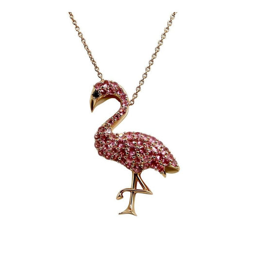 Flamingo Pendant 925 Silver with Rose de France Amethyst •Gemstone Animal Pendant •Gift for Girls or Woman-Alain Orbiz Jewelry