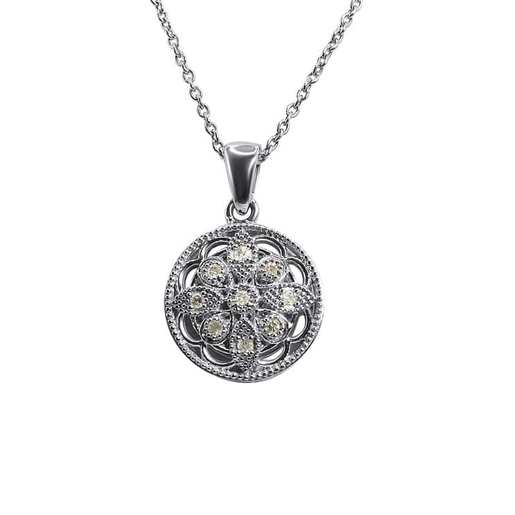 Diamond 925 Silver Pendant •Round Diamond Pendant •Charm Necklace with natural round Diamonds •Special Birthday Gift for her