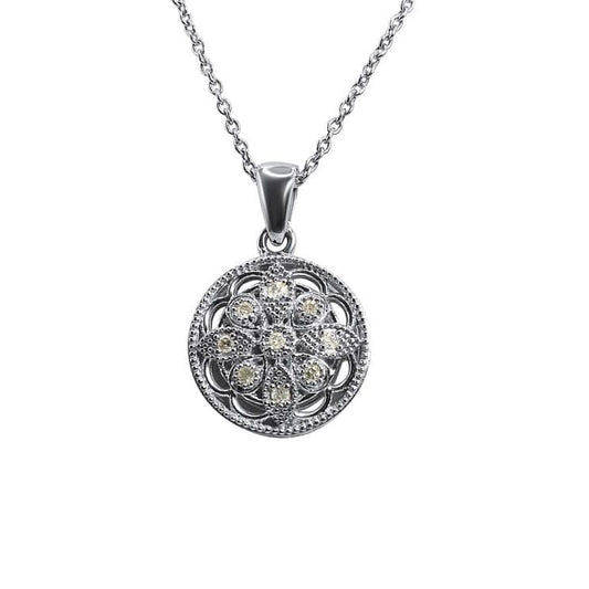 Diamond 925 Silver Pendant •Round Diamond Pendant •Charm Necklace with natural round Diamonds •Special Birthday Gift for her