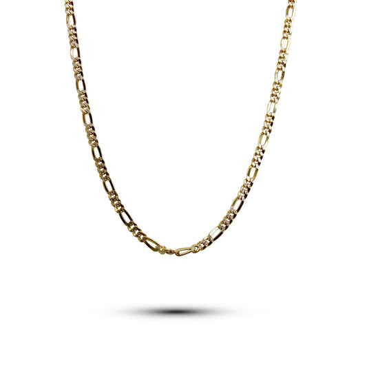 14K Gold and White Gold Figaro Chain •24 inch •With Lobster Clasp •Gift for him or her-Alain Orbiz Jewelry