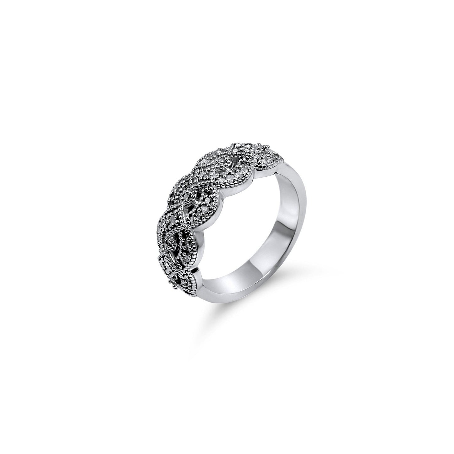 Diamond Ring 925 Silver •Round genuine Diamonds •Ring for her or him •Anniversary Band in Sterling Silver-Alain Orbiz Jewelry