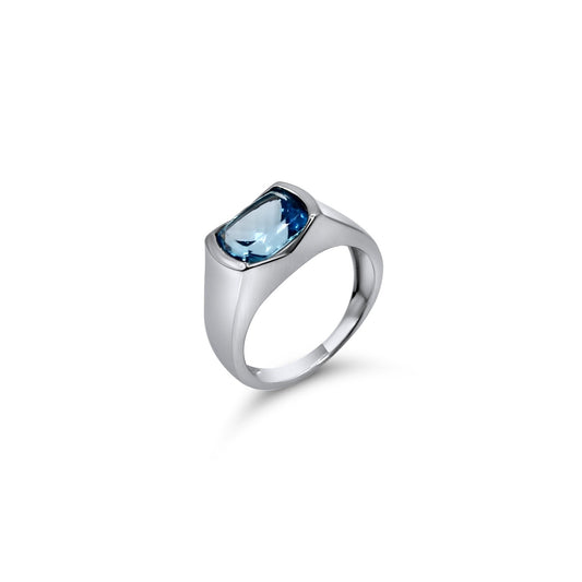 Swiss Blue Topaz 925 Silver Ring •Cushion-shape blue Ring •Lightweight Gemstone Ring for her •Affordable Gift-Alain Orbiz Jewelry