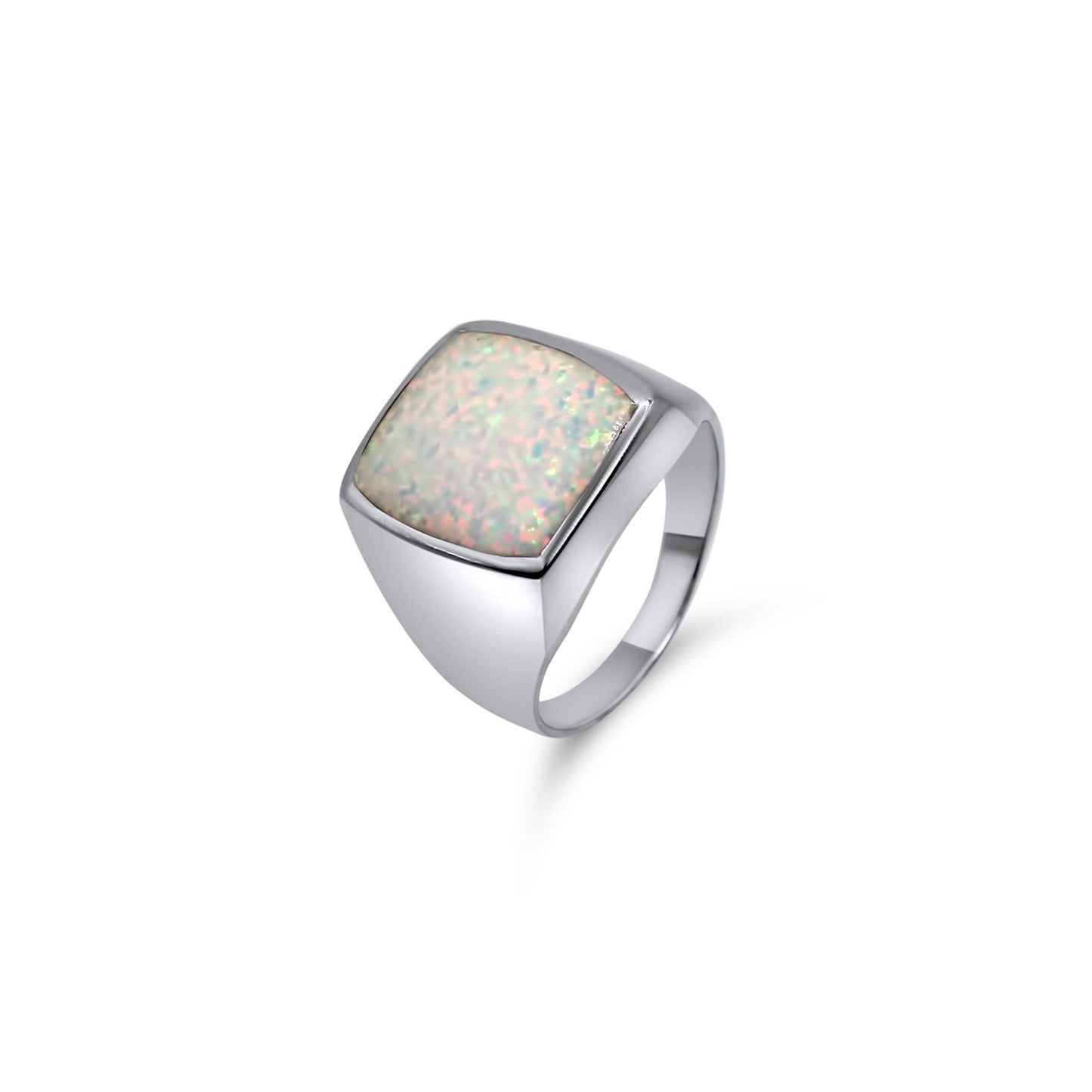 Opal Ring 925 Silver •Pinky Ring •Bezel Setting •Ring for him or her •Unique Gift-Alain Orbiz Jewelry