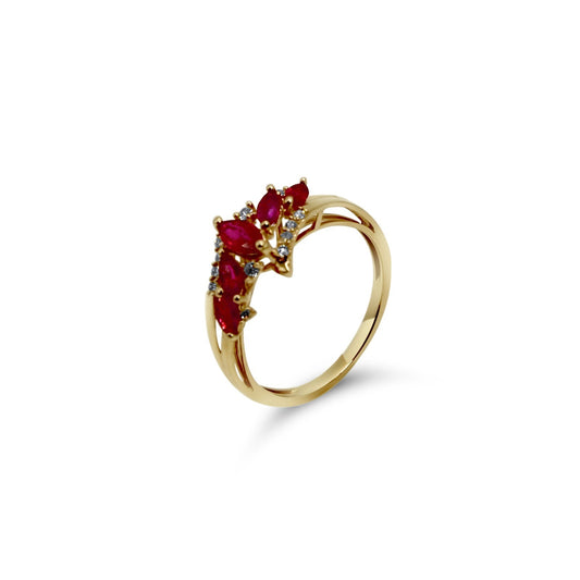 Natural Ruby and Diamonds 14K Gold Ring •Genuine Ruby Ring •Anniversary Gift •Natural Gemstones •Protection Ring-Alain Orbiz Jewelry