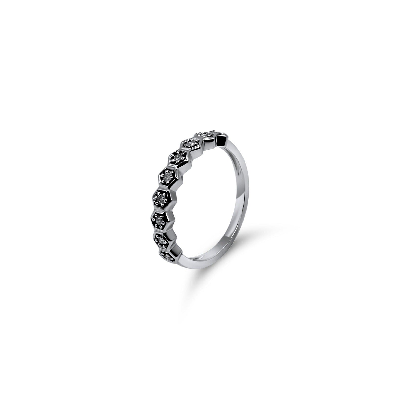 Diamonds Ring 10k White Gold •stackable Ring •Wedding Band Ring •Eternity Ring Band •Statement Ring-Alain Orbiz Jewelry