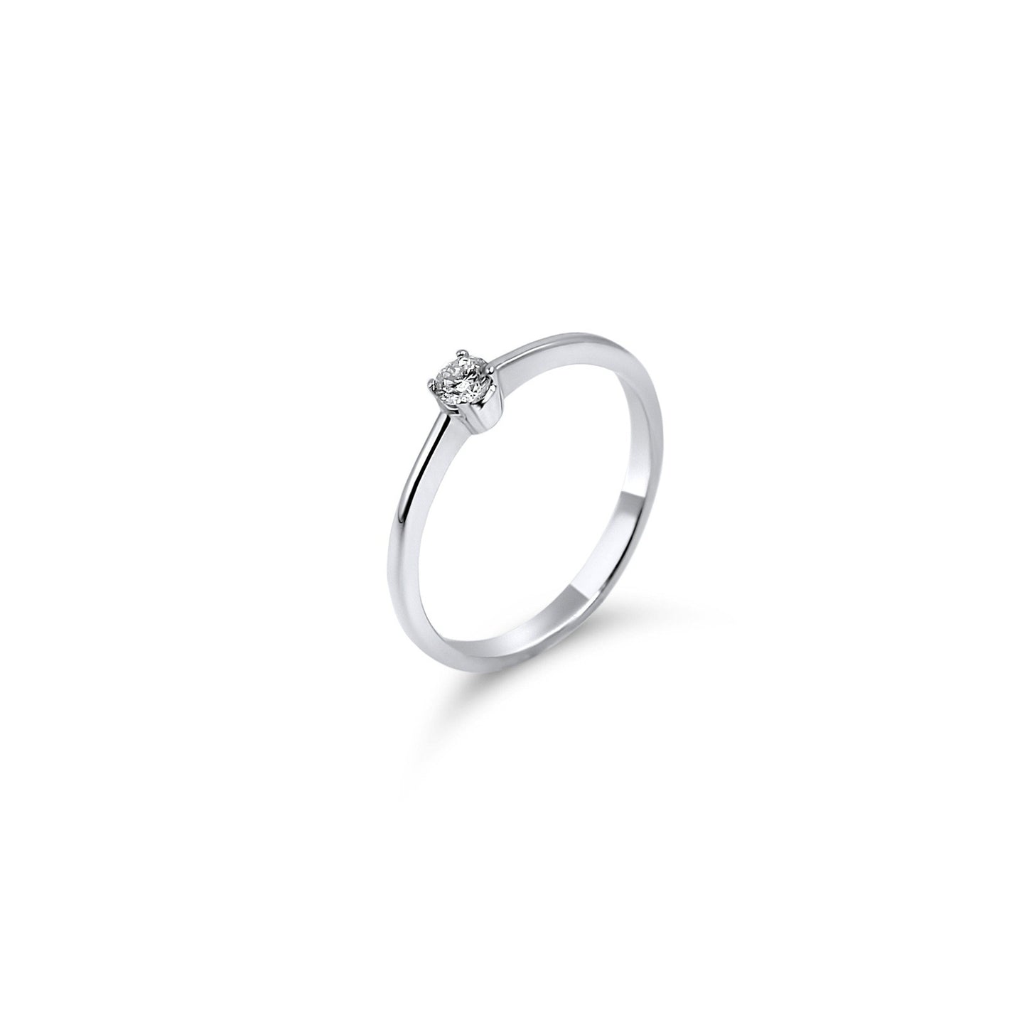 Solitaire Ring 14K White Gold with round Diamond •Timeless Ring •Love Ring •Valentine's Day Gift-Alain Orbiz Jewelry