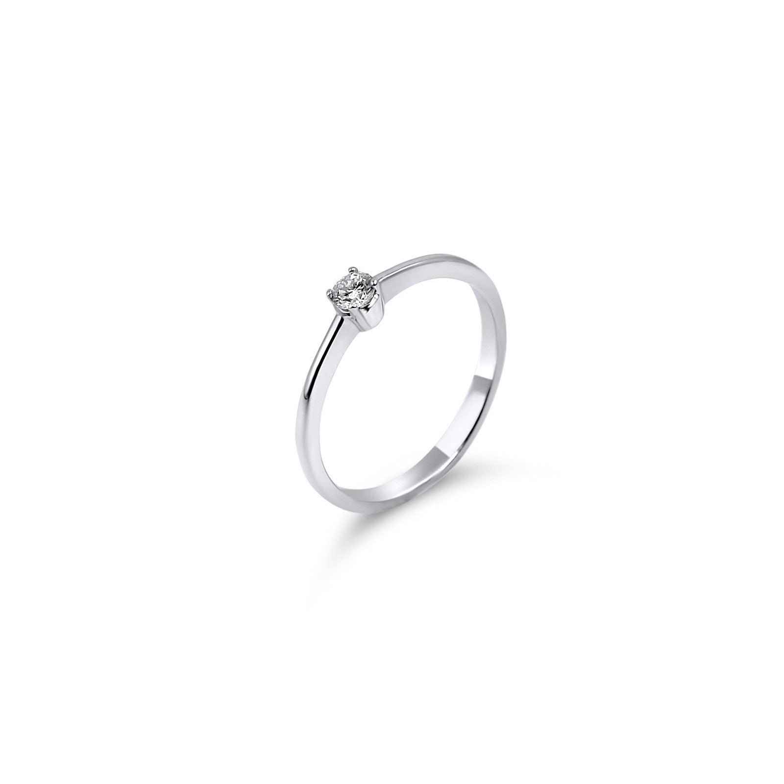 Solitaire Ring 14K White Gold with round Diamond •Timeless Ring •Love Ring •Valentine's Day Gift